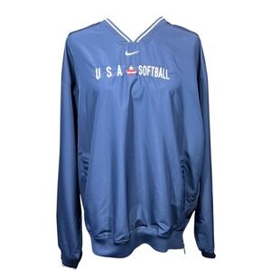 Nike USA Softball Windbreaker Unisex Large‎ Blue Pullover Performance Retro
